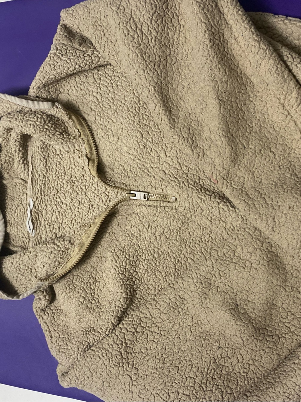Bluenotes Tan Sherpa Zip-Up Hoodie Perfect for Fall🍂